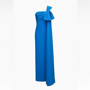 Halston Heritage One Shoulder Blue Dress